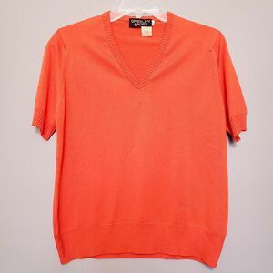Givenchy Sport Top Womens Size 40 US Large Orange Knit Short Sleeve V-neck